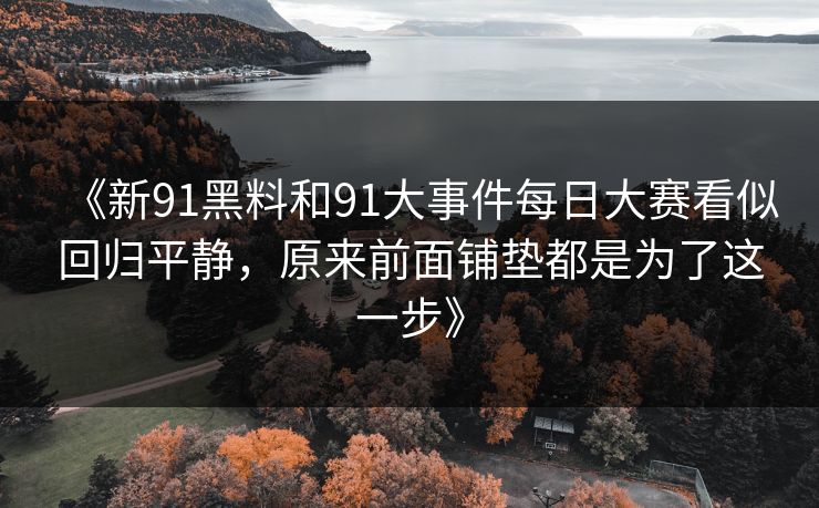 《新91黑料和91大事件每日大赛看似回归平静，原来前面铺垫都是为了这一步》